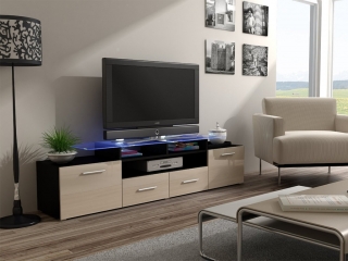 EVORA Тумба ТВ черный-кремовый глянец CAMA