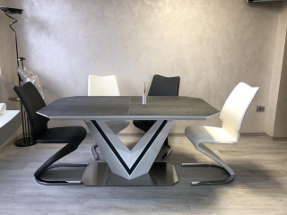 Стол раскладной Signal Valerio Ceramic 160(220)X90 серый белый