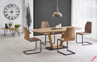 Обеденный стол BLACKY Halmar 160-220-90-76 cm Дуб Золотой-Черный