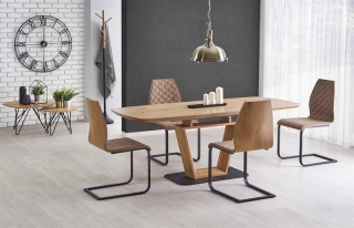 Обеденный стол BLACKY Halmar 160-220-90-76 cm Дуб Золотой-Черный