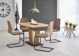 Обеденный стол BLACKY Halmar 160-220-90-76 cm Дуб Золотой-Черный