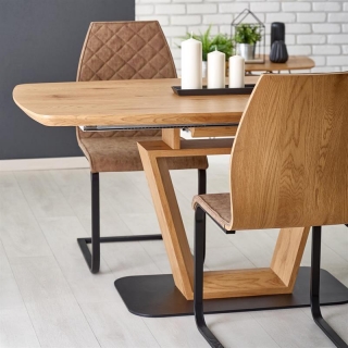 Обеденный стол BLACKY Halmar 160-220-90-76 cm Дуб Золотой-Черный
