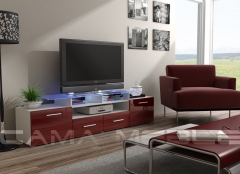 EVORA Тумба ТВ белый-бордовый глянец CAMA