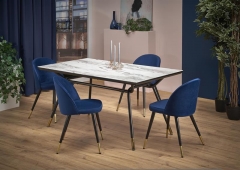 Обеденный стол Halmar GLAMOUR 160-90-76 см мармур- черный